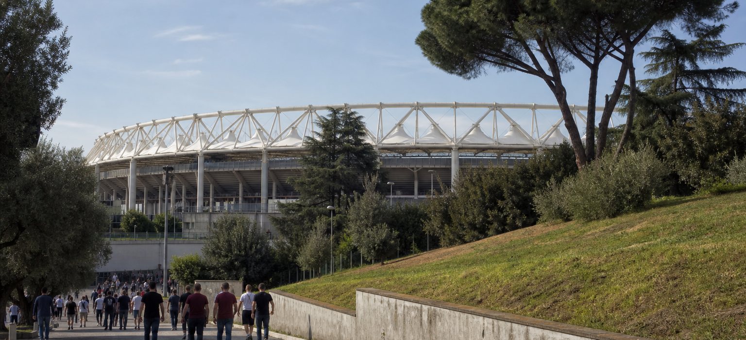 Stadio Olimpico exterior in Rome ahead of an AS Roma Serie A match