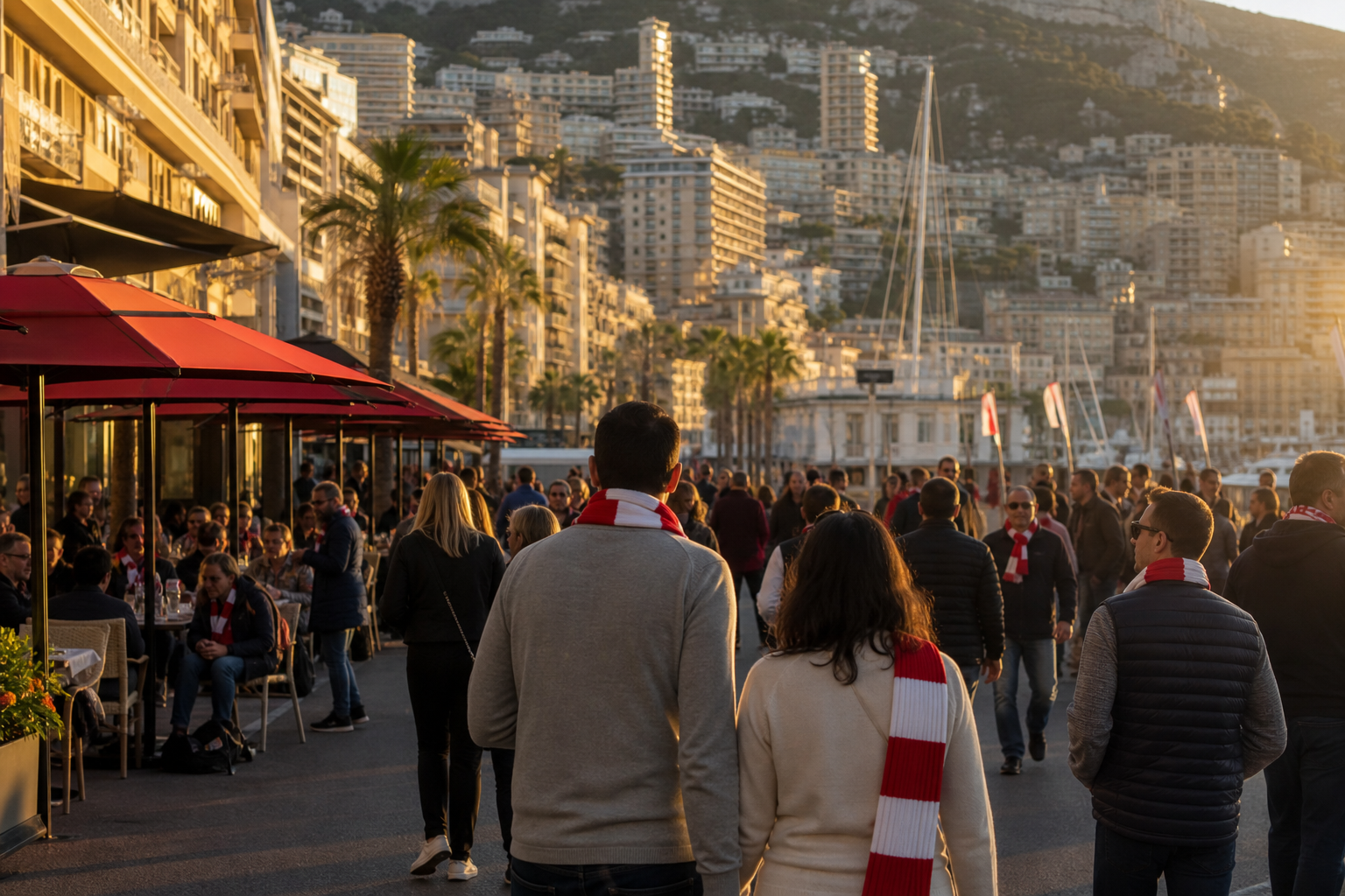 Travelling fans heading to Stade Louis II for a Ligue 1 game in Monaco
