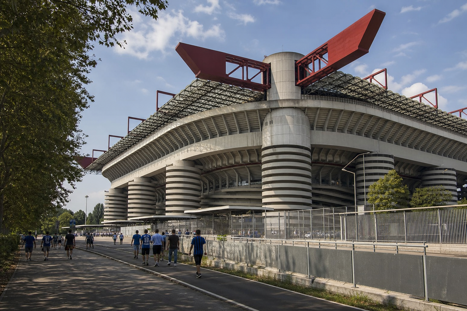 San Siro Giuseppe Meazza exterior ahead of an Inter Serie A match in Milan