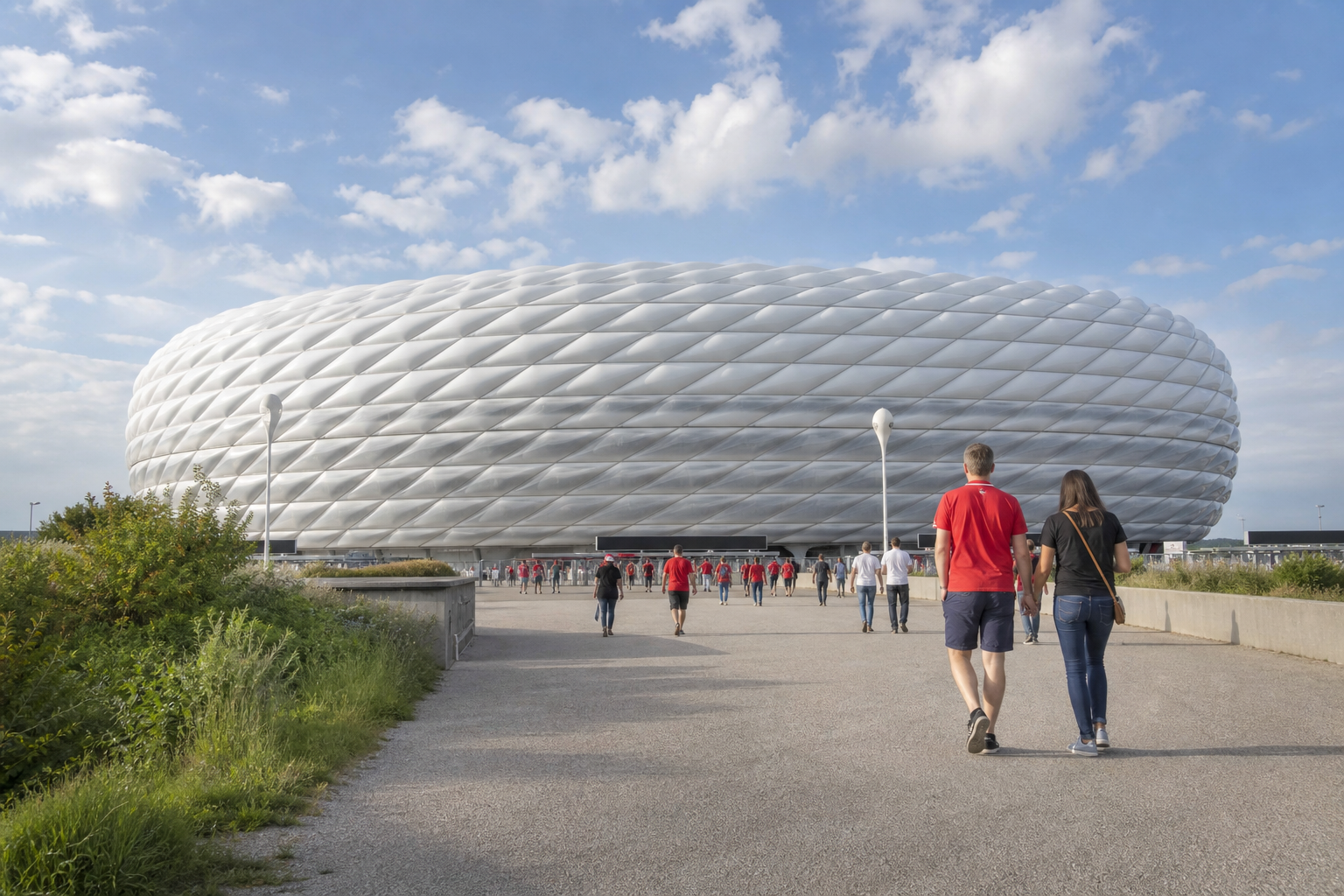 Allianz Arena exterior ahead of a Bayern Munich Bundesliga match