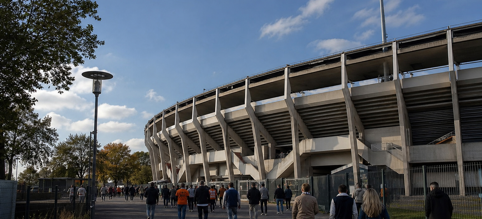 Stade du Moustoir exterior ahead of an FC Lorient Ligue 1 match