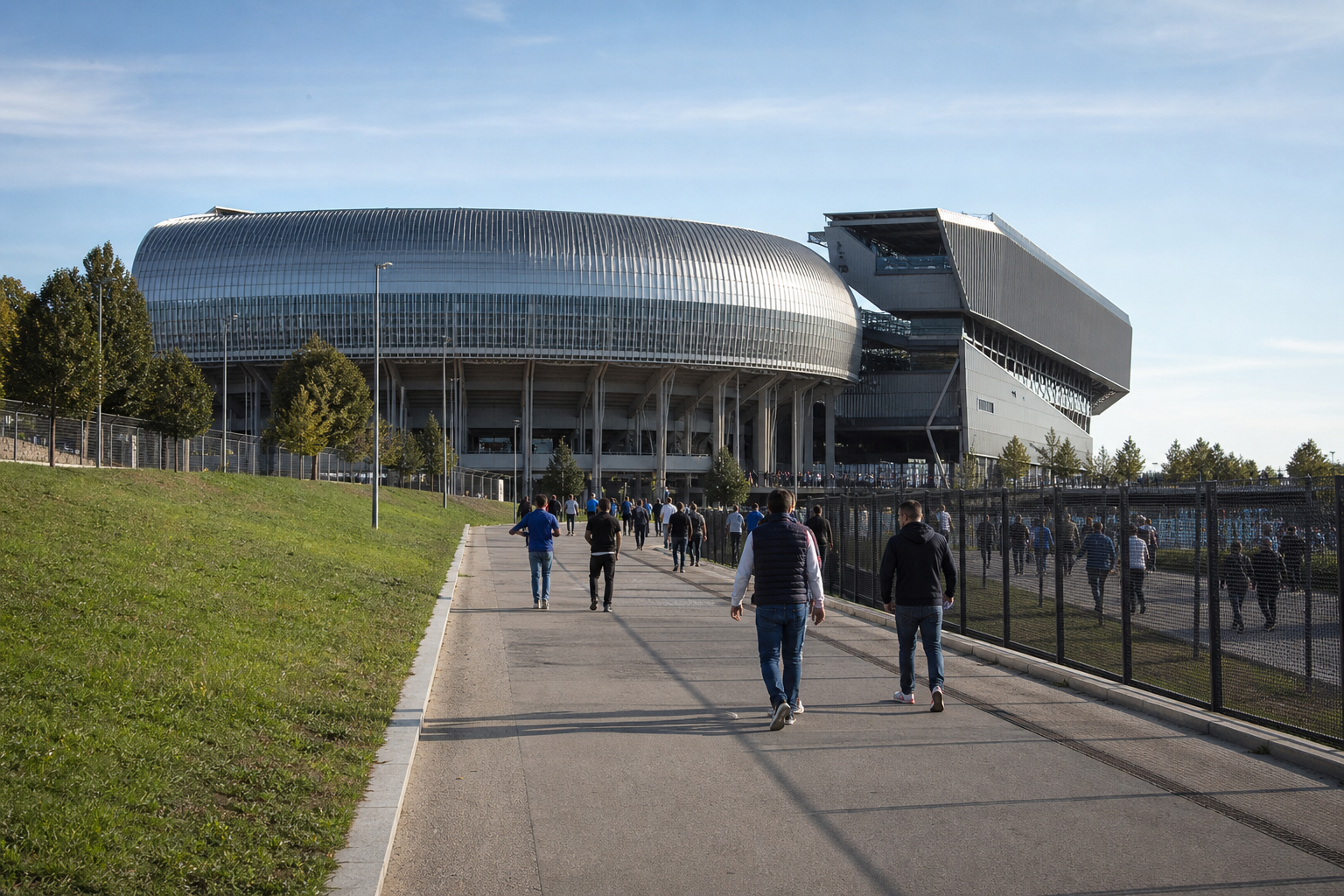 Gewiss Stadium exterior on Atalanta Serie A match day in Bergamo