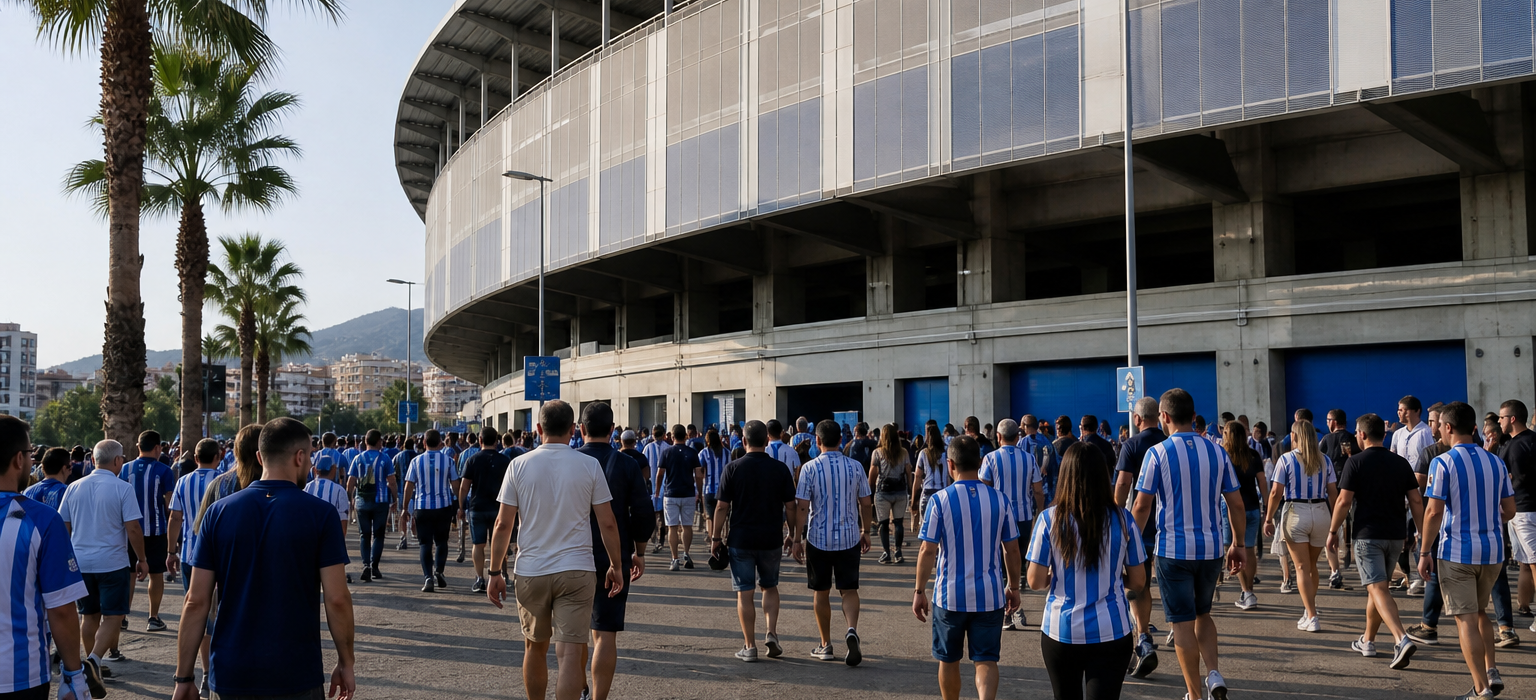 La Rosaleda stadium exterior on Málaga CF match day