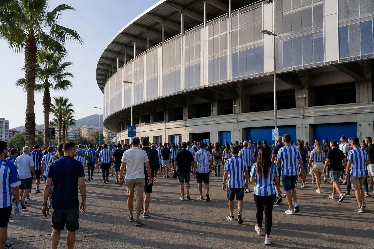 La Rosaleda stadium exterior on Málaga CF match day